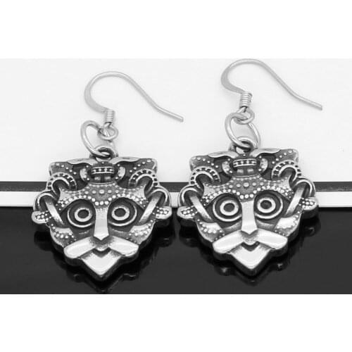 Nordic viking odin face amulet rune Stainless steel earrings -small size with Valknut gift bag