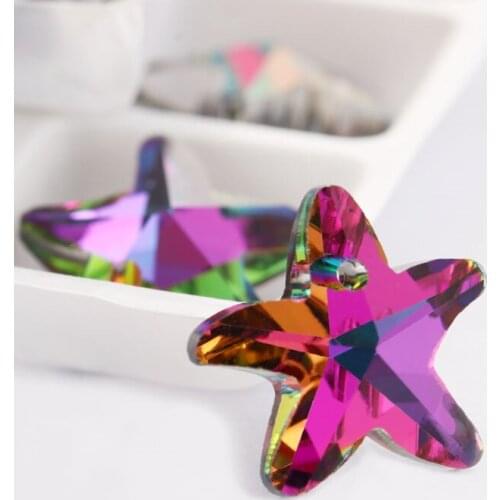 14mm Star Shape Single Hole Rhinestones DIY Art Crafts Crystal Stones High Quality Glass Strass Pendant Accessories