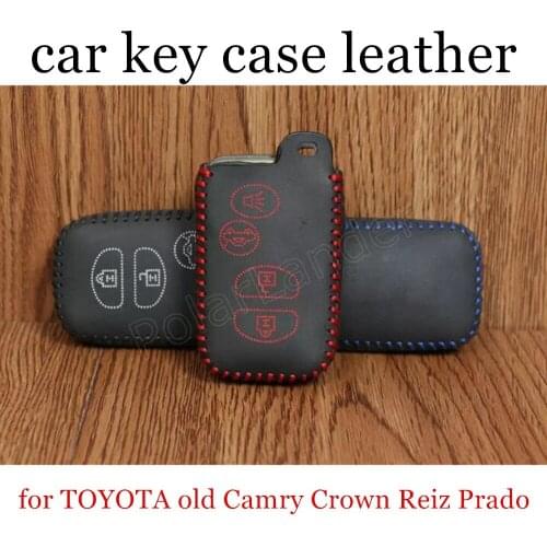 Only Red new coming fit for TOYOTA old Camry Crown Reiz Prado Hand sewing car key case cover Genuine quality leather