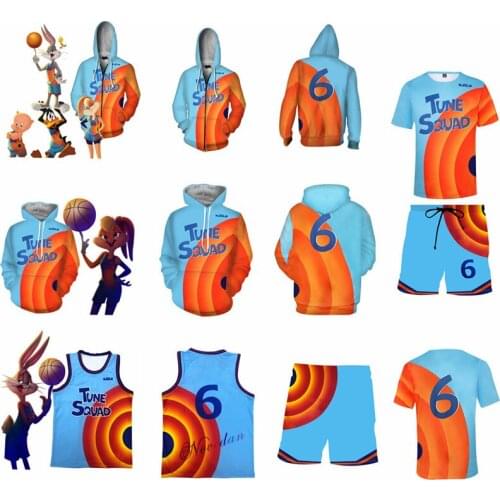 Movie Space Jam 2 Hoodie Sweatshirt Tune Squad #6 James Basketball Jersey A New Legacy Cosplay Zipper Jacket Coat Pullover