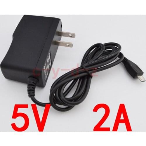 100PCS High quality 5V 2A V8 US plug Micro USB Charger Charging Adapter Power Supply Flat Plug For Raspberry Pi