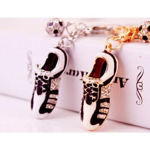 Jewelry Crystal Football Soccer Shoes Rhinestone Car Keychains Purse Bag Charm Buckle Pendant Keyrings Key Chains Women Gift