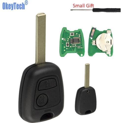 OkeyTech for Peugeot 307 Partner for Citroen C4 Picasso Xsara Key Blanks VA2 Blade 2 Button 433Mhz ID46 7961 Chip & Screwdriver