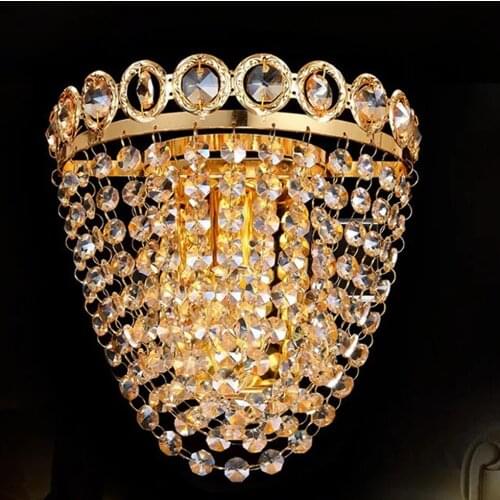 Golden LED crystal lamp Creative wall lamp Living room bedroom aisle lights Modern simple bedside lamp fitting art wall lighting