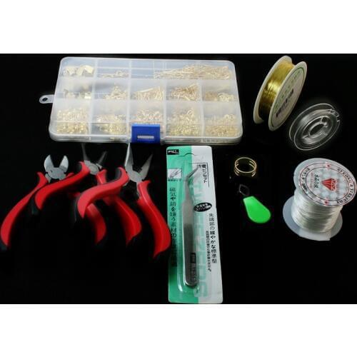 1 SET JEWELRY MAKING KIT, BEADS CAP/FINDINGS/PLIERS/Pins/Jump Rings/Wire/Thread/Earring/Clasp Fit Jewelry Accessories for DIY