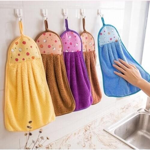 1PC Coral Velvet Bathroom Supplies Soft Hand Towel Absorbent Cloth Dishcloths Hanging Cloth Kitchen Accessories 30*40cm