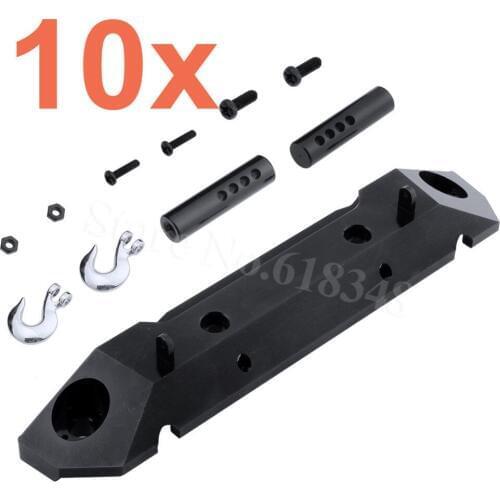10 Sets/Lot Aluminum Rear Bumper with Metal Tow Hook for 1/10 Axial SCX10 RC Rock Crawler Hop Up Parts AX80126 CNC