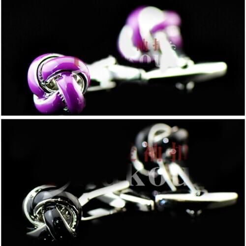10pairs/lot Twist Knot Cufflinks Black Purple Enamel Twist Flower Knot Cuff Links Mens Jewelry Accessory Wholesale