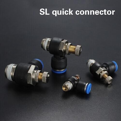 10PCS Pneumatic quick connector SL4-M5 thread 4-12mm plastic hose couplings Pneumatic trachea throttle valve speed control valve