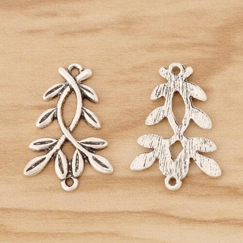 10 Pieces Tibetan Silver Branch Leaf Connector Charms for Bracelet DIY Jewellery Making Accessories