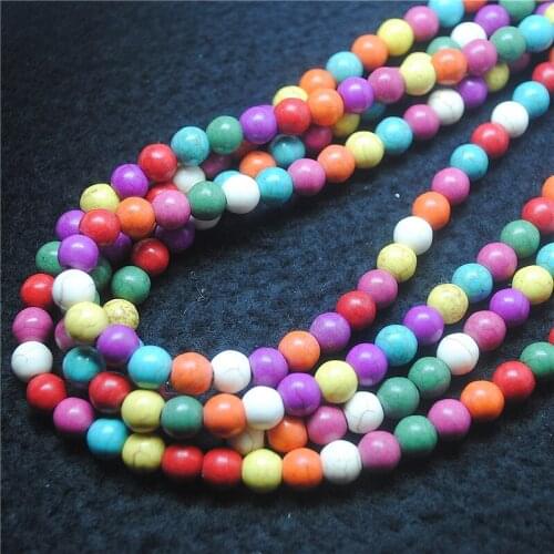 100PCS New Turquoise Beads Round Shape Mix Colors Size 8MM For Women Bracelets Making DIY Jewelry Acessories Free Shipping Whole