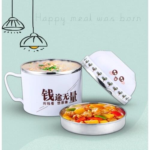 1000ml Cartoon Stainless Steel Lunch Box Instant Noodle Bowl Stratification Thermos Cup for Kids Children Students Tableware