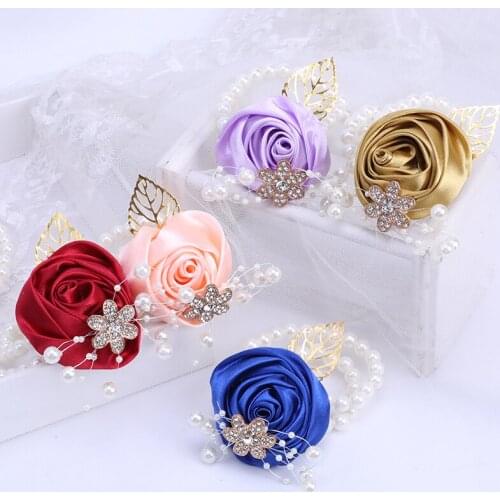 2021 New Groom Bridesmaid Suit Lapel Pin Rhinestone Pearl Mens Handmade Corsage Business Wedding Supplies XH059