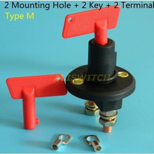 5pcs/lot Battery Isolator Cut Off Power Kill Switch 3 Keys + Waterproof Cover + Contact Terminal