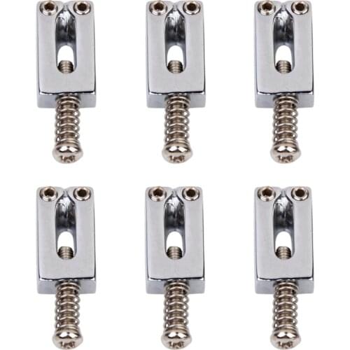 6pc Zinc Alloy Chrome Flat Guitar Bridge Saddles For Fender Electric Guitar Tremolo Trem Bridge