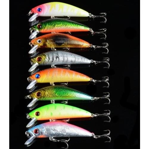 8Pcs/Lot 3D Eyes Minnow Lures Sea Fishing Bait 7cm/8.1g Wobblers Crankbait Artificial Pesca Isca Tackle With 2 Treble Hooks