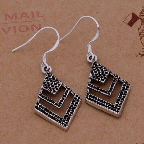 AE680 Lucky Silver Color Earrings For Women Jewelry Women Accessories Step /bfoajwva Bcpajtwa