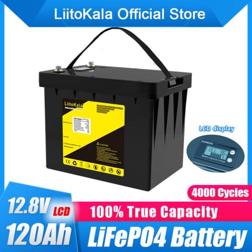 LiitoKala 12.8v 120AH lifepo4 battery with bluetooth BMS 12V 120Ah battery for go cart UPS Household appliances Inverter