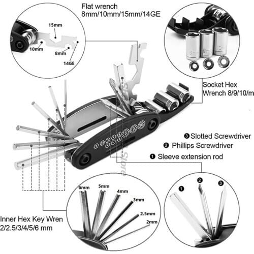 Screwdriver Motorcycle accessories 16 in 1 bolts Fix tool cover for Bmw Rt 1200 Suzuki Dr Bajaj Pulsar 180 Yamaha R6 Steering