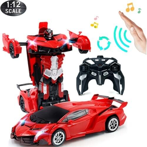 37cm RC Car 2.4Ghz Induction Transformation Robot Cars 1:12 Deformation Electric Remote Control Sports Vehicles Toy for Boys A01