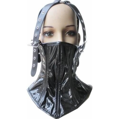 Free ship 100% same with photo Head even neck collar set bound mask dog slave men and women slave bondage