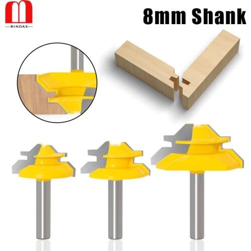 45 Degree - Up to 3/4" Stock Lock Miter Router Bit - 8mm Shank