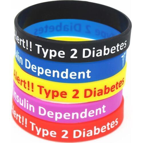 1PC New Diabetic Bracelets Medical Alert Type 2 Diabetes Insulin Dependent Silicone Wristband Armband Nurse Bangles Gifts SH060