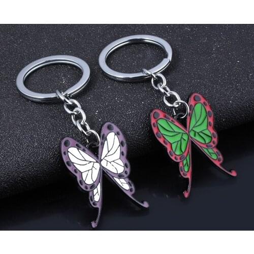 Anime Demon Slayer:Kimetsu no Yaiba Keychain Kochou Shinobu Tsuyuri Kanawo Butterfly Pendant Key Chains for Fans Keyring Jewelry