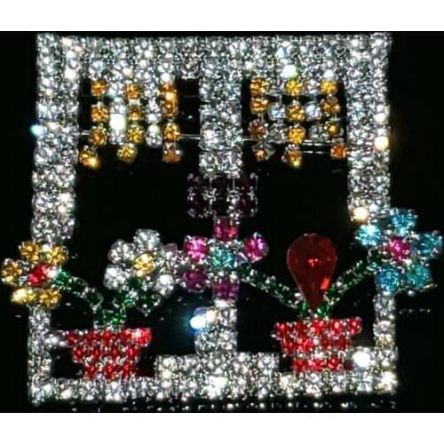 Fantastic Design of Rhinestone "Flowers&Window" Brooch Jewelry Handmade Jewelry Gift Crystal Fashion Accessories WHOLESALE