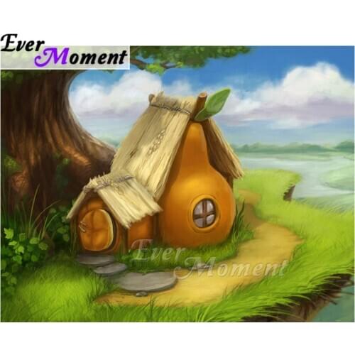 Ever Moment Diamond Painting Pear House Tree Picture Of Rhinestone 5D DIY Mosaic Full Square Drill Diamond Embroidery ASF1903