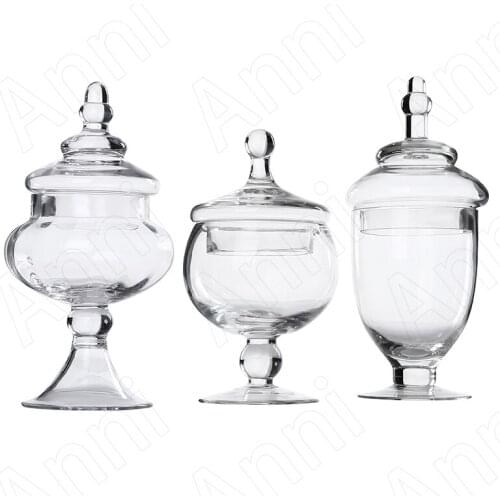 Creative Transparent Crystal Glass Bottle Nordic Modern Tall Candy Snack Storage Jar with Lid Grain Dispenser Wedding Decoration