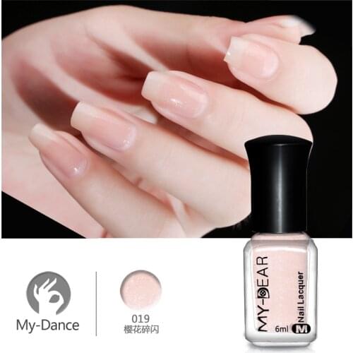 MYDANCE 1 Bottle 6ml Nude Color Shimmer Nail Polish Long-lasting Nail Lacquer Manicure Regular Nail Art Varnish Polish