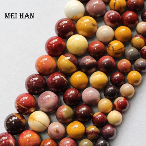 Meihan Free shipping natural 6-12mm moukaite smooth round mix gem stone loose beads for jewelry making design or gift
