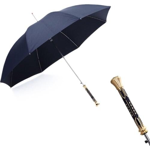 Men Advanced Luxury Straight Rod Hand Sewing Umbrella Retro Automatic Allweather Umbrella Sun Protection UV Protection Rain Gear