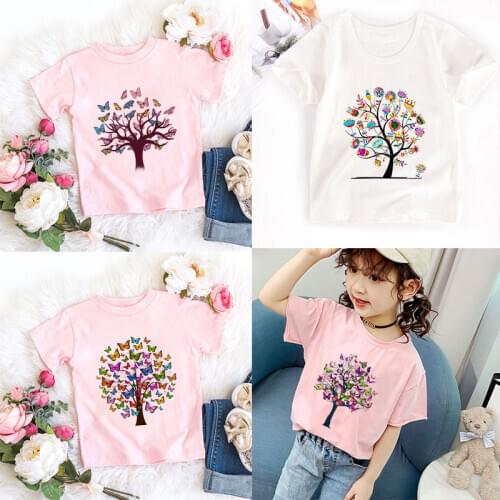 New Arrival Girls Shirts Cartoon Kids Tshirt Toy Wishing Tree Butterfly Printed T Shirt Boys Unisex Baby Girl Shirt Casual