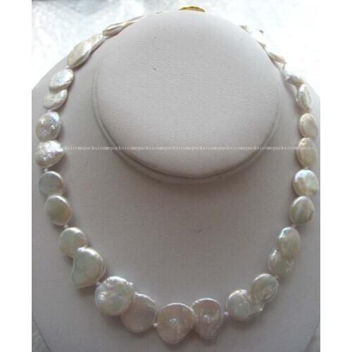 Wholesale 20-25mm freshwater pearl white baroque necklace 16.5 "
