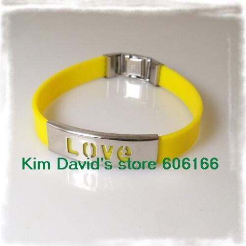 Wholesale 24pcs Mix Colour Love Silicone Bracelet Stainless Steel Buckle Bracelets Free Shipping