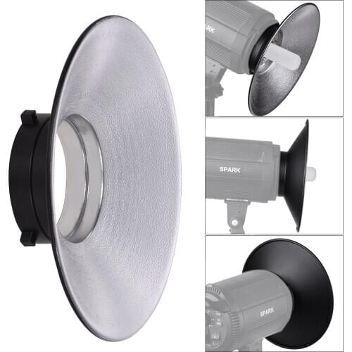 Andoer Photography Flash Reflector 120 Degree Wide-angle Mount Diffuser Dish Aluminium Alloy Shooting Accessories