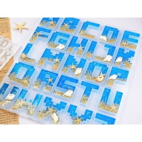 Pixel Letters Mold Alphabet Pendant UV Resin Silicone Mold Jewelry Making Tools