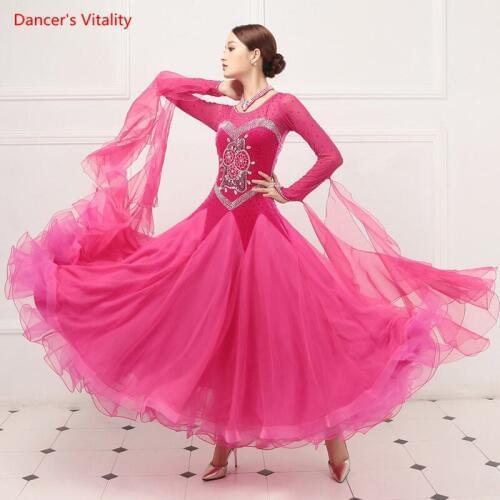 Senior Ballroom Dance Dresses Women New Sexy V-Back Standard Waltz Dancing Costume Adult Ballroom Competition Dresses
