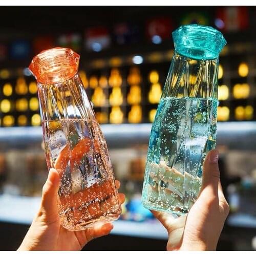 500ml Portable Cup Crystal Diamond Colorful Glass Cup Creative Couple Small Gift Outdoor Water Cups Drinkware Cute Water Bottle