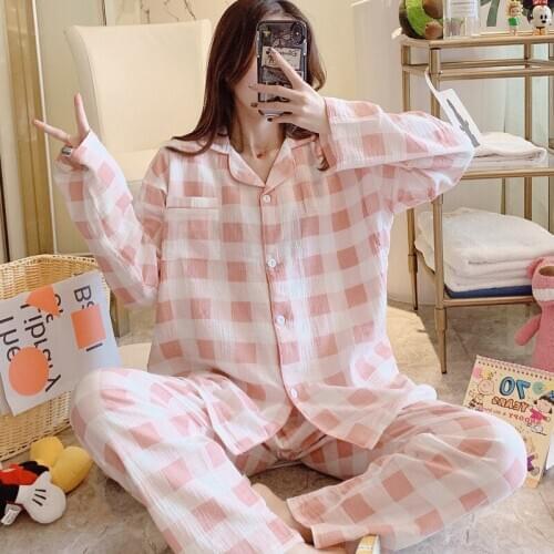 Prenatal + Postpartum Nursing Sleepwear Women Comfy Loose Gauze Pregnancy Nurning Pajamas Long Sleeve Maternity Breastfeeding