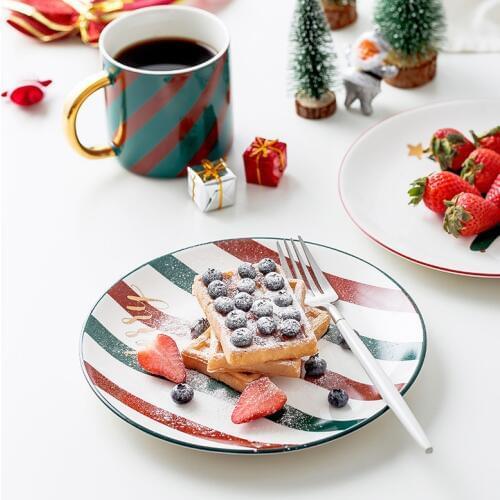 Christmas Cups And Plates Coffee Mug Cutlery Plate Home Used Main Dish Plates Charming Ware Festivity Dinnerware Set Steak Tray