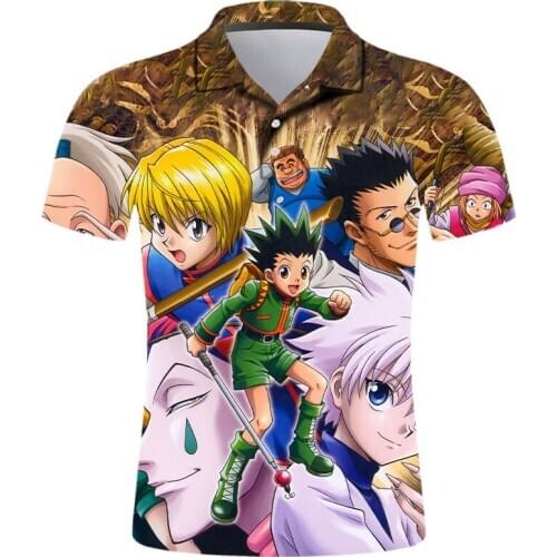 Summer 3D Printed Hombre De Polo Comics Hunter X Hunter Men Polo Shirt Casual Fashion Short Sleeve Streetwear Polo Homme Tops