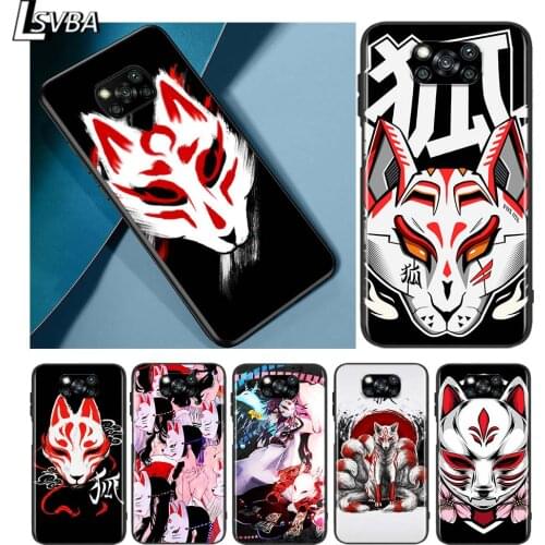 Fox Mask Anime Girl for Xiaomi Poco X3 NFC X2 M3 M2 F2 F3 Pro C3 F1 A2 Lite Mix3 Play Silicone Soft Black Phone Case