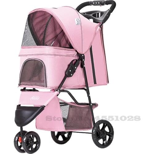 Foldable Pet Stroller Outdoor Travel Three-wheeled Large Space Portable Dog Stroller Pet Supplies Suitable for Pets Within 15kg
