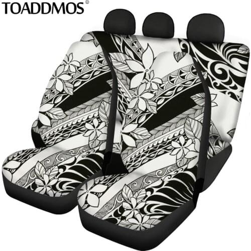TOADDMOS Polynesian Plumeria Print Front and Rear Car Seat Covers Vehicle Seat Protector Universal Fit Most of Cars Soft Stretch