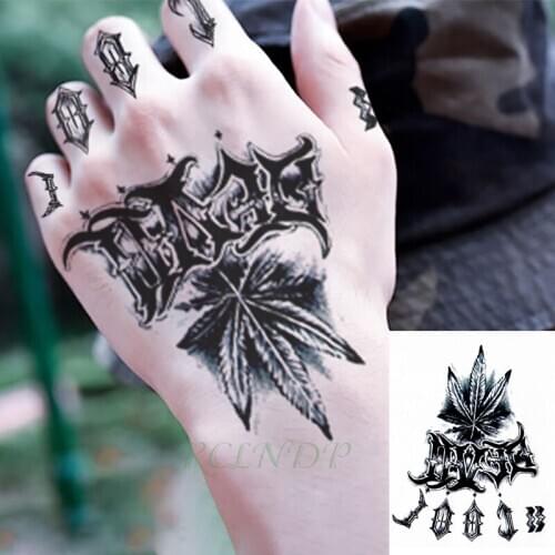 Waterproof Temporary Tattoo word leaf feather black Sticker flash tatto fake tatoo middle size hand arm tattoos for women men