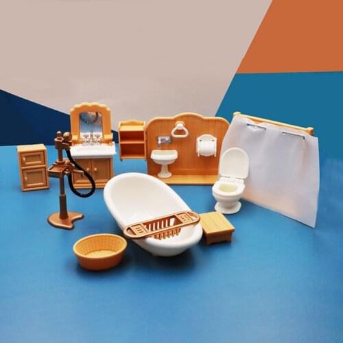 1Set Fun Portable Realistic Model Decoration Dollhouse Bathroom Kit Miniature Bathroom Model for Children
