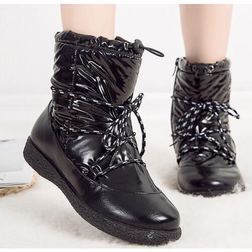 Women Boots 2019 Winter Shoes Woman Bling Snow Boots Plus Size Botas Mujer Waterproof Winter Boots Low Heels Ankle Boots Feamle
